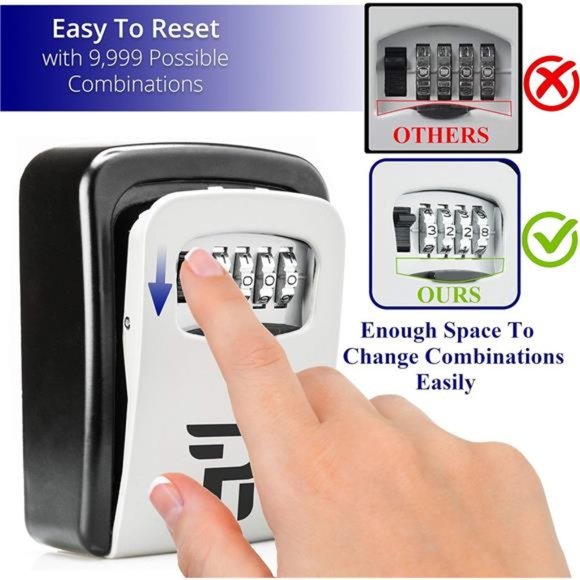 Key Lock Box for Outside - Rudy Run Wall Mount Lockbox for House Keys Outdoor - Picture 3 of 6